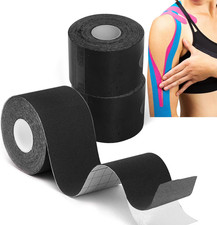 -Tape Kinesiologico 3 Rotolo,Nero Tape Sportivo 5M X 5Cm Kinesio Taping Taping K