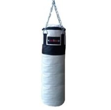 SACCO DA BOXE IN CANVASS "KOOLOOK" 20 KG BIANCO, 100 X 30 cm cucito a mano!