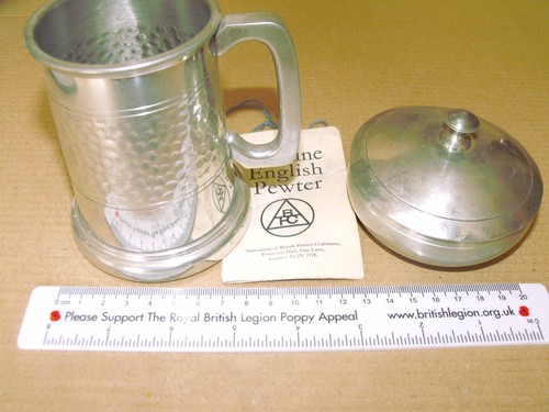 Pewter tankard and small - and, a