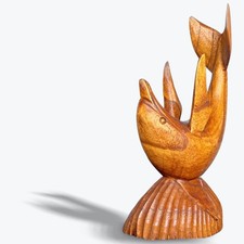 Scultura delfino in legno