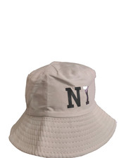 Cappello uomo reversibile con stampa NY colore beige/nero
