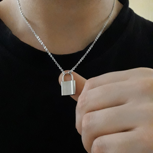 Collana acciaio inox lucchetto - collana,
