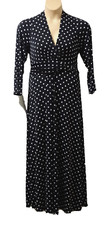 Abito donna Anttony Midaxi taglia L scollo a V finto giro a pois nero bianco