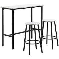 HOMCOM Set Tavolo e Sedie 3pz in Truciolato MDF e Acciaio Bianco e Nero