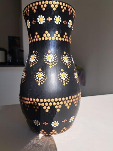 Vaso vetro dipinto mano - in,