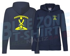 Fisioterapista Felpa Sanitaria Personalizzata Nome Full ZIP Blu Notte Uomo Donna