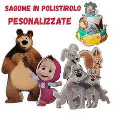 MASHA E ORSO 5 sagome personalizzate in Polistorolo decorativi per torta