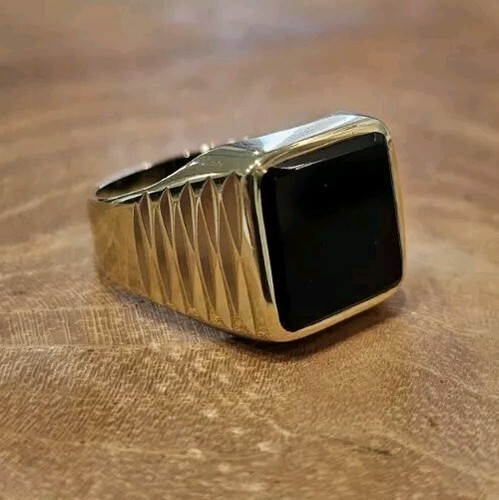 Anello sigillo oro 333 con - anello,