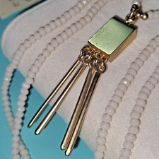 Collana Lunga con pendente Lancette Perline - Metallo, Fibre di Vetro - 97 cm