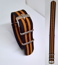 20mm NATO BOND cinturino nero arancio per orologio con fibbia Rolex