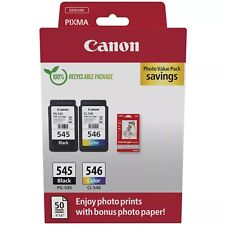 KIT 2 CARTUCCE CANON ORIGINALI PG-545 CL-546 NERA COLORE + CARTA FOTO