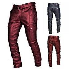 Uomo Pelle Pantalone Jeans