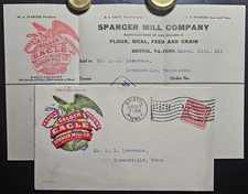 Golden Eagle Sparger Mill Globe ricevuta pubblicitaria Bristol TN macchina bandiera 1911