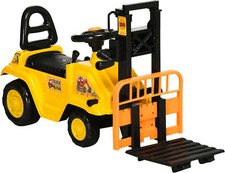 Trattore a Pedali con Muletto e Spazio Cavalcabile 3+ Giallo e Nero DecHome