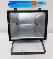 FARO PROIETTORE ALOGENO 1000W NERO CON STAFFA DI FISSAGGIO + LAMPADA 1000W R7S