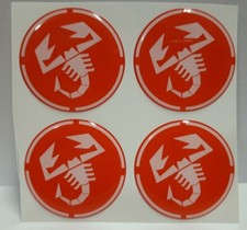 4 ADESIVI RESINATI 45mm ABARTH PER COPRIMOZZO Fiat ABARTH  rosso A112 500 595 
