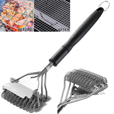 Spazzola BBQ Barbecue Grill pulizia griglia raschietto acciaio inox a tre teste