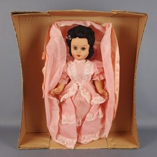 Bambola Vintage Grande In Plastico Abito Rosa E Pizzo Con Scatola Originale 1960