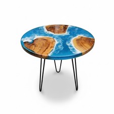 Tavolo rotondo epossidico blu