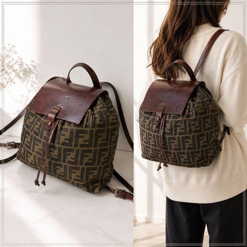 Zaino fendi zucca canvas pelle - zucca,