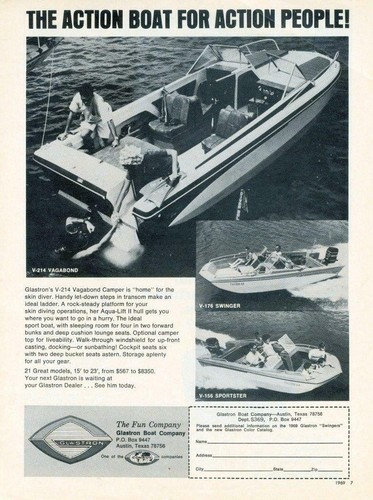 1969 glastron boat print - boat,