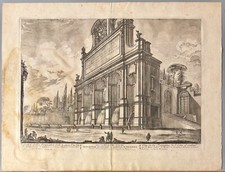 Jean Barbault "Veduta della Fontana dell'Acqua Paola Roma" incisione 1762