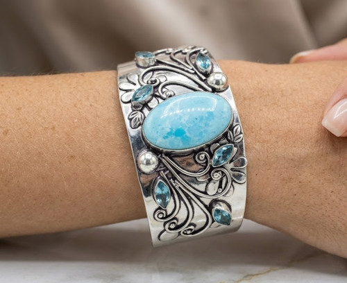 Bracciale topazio larimar - bracciale,