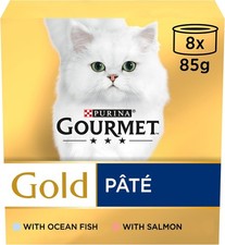 GOURMET Gold Senior 7+ Patè Pesce Cibo Umido per Gatti 8x85g, Confezione 85g (Confezione da 48) 