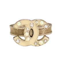 Chanel Ring Coco Mark Logo Gold Plated Rhinestone JP11.5 US6 EU52 07A Near Mint