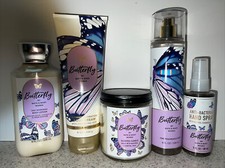 Set 5 farfalle Bath & Body Works nebulizzatore, lozione corpo, crema, candela e spray mani 