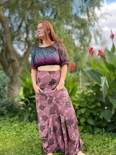 Trendy rose Indian silk skirt