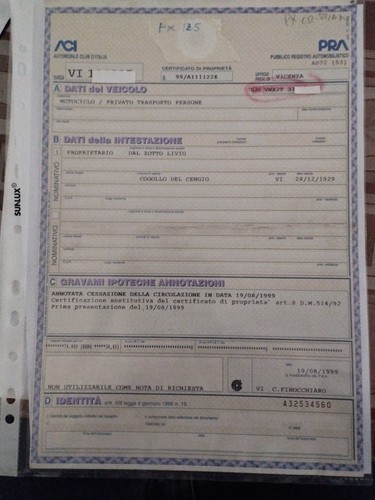 Piaggio vespa 125 targa - piaggio,
