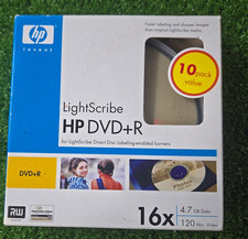 HP Lightscribe DVD+R 4,7 GB 120 min video 16x (confezione da 10) NUOVO scatola aperta