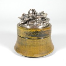 SCATOLINA PORTAGIOIE PORTA GIOIE IN LEGNO FIORE ARGENTO 800 WENK VINTAGE V072