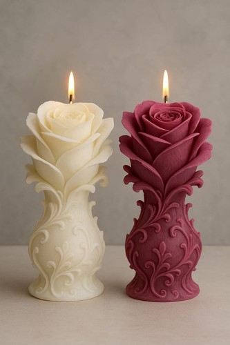 Set candele intagliate rosa - set,