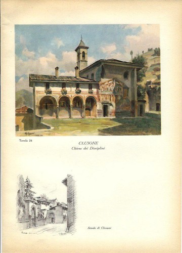 Stampa antica clusone chiesa - stampa,