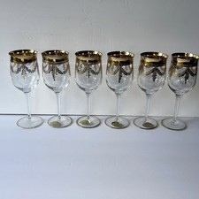 Set 6 bicchieri da vino Cristal T Murano placcati oro 24k fatti a mano Made in Italy