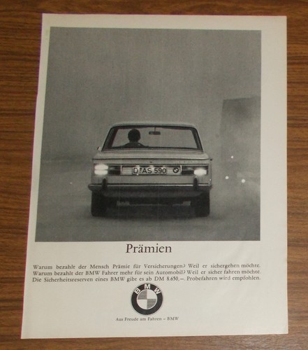 Rara pubblicità bmw 2000 - pubblicità,