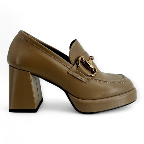 Mocassino con tacco pelle - con,