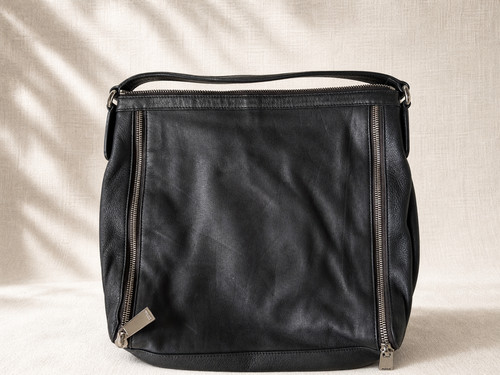 Furla black double zip leather - black,