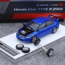 MH 1/64 Scale Honda Civic Type R FD2 Blue Diecast Car Model Toy Gift