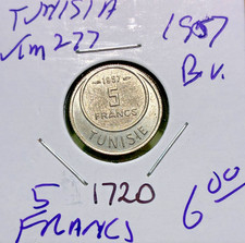 1957 Tunisia 5 Francs KM# 277