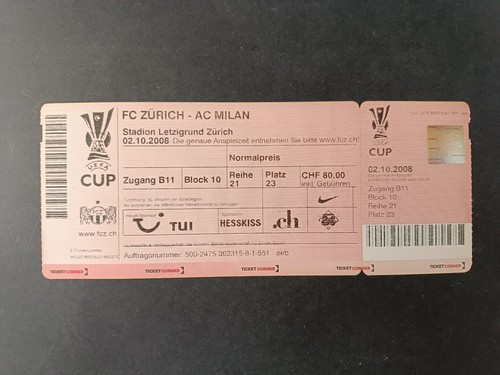 Biglietto uefa cup rich - biglietto, fc