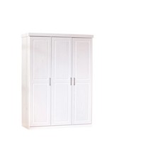 ARMADIO 3 ANTE BATTENTI IN PINO MASSELLO BIANCO 140X55X190 CM