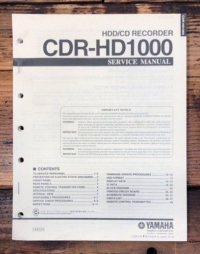 Yamaha cdr hd1000 hdd - cdr-hd1000,