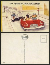 Comic Old Postcard CAR City