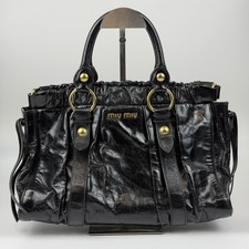 Borsa a tracolla originale Miu Miu Vitello Lux 2 vie borsa in pelle nera t67