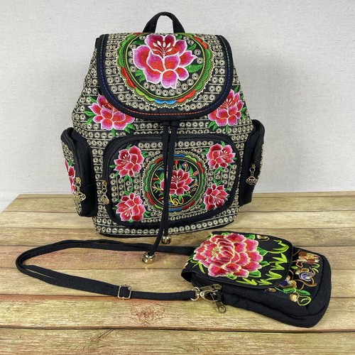 Zaino floreale ricamato con