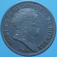 NAPOLI FERDINANDO I PIASTRA DA 120 GRANA 1818 ARGENTO SILVER COIN CURRENCY 