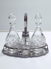 Oliera vintage di vetro antico in acciaio inox Set olio aceto sale e pepe
